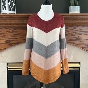 Fortune + Ivy Chevron Colorblock Crewneck‎ Sweater Size Small